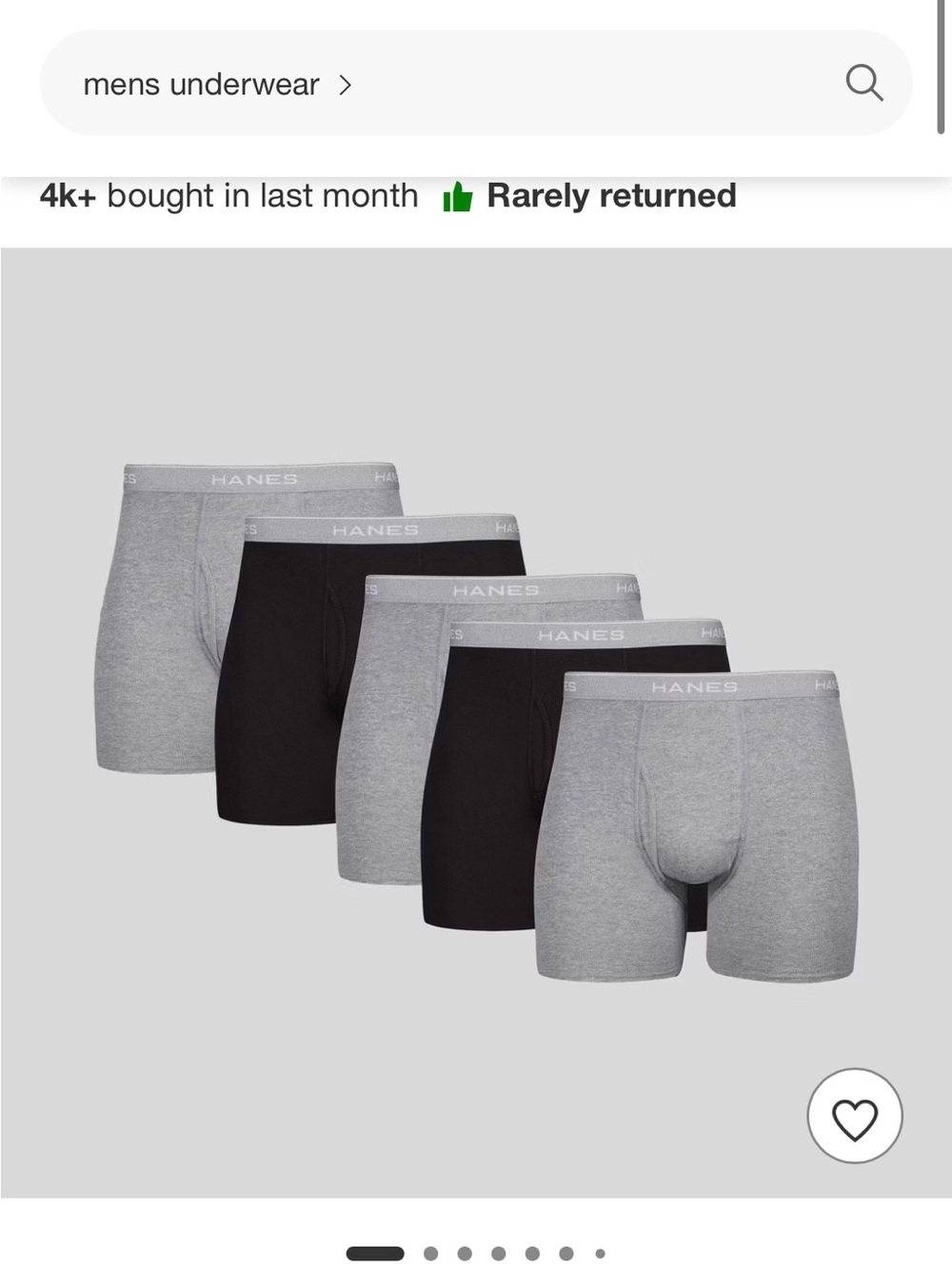 Hanes Men's Boxer Briefs 5 in Gray & Black
